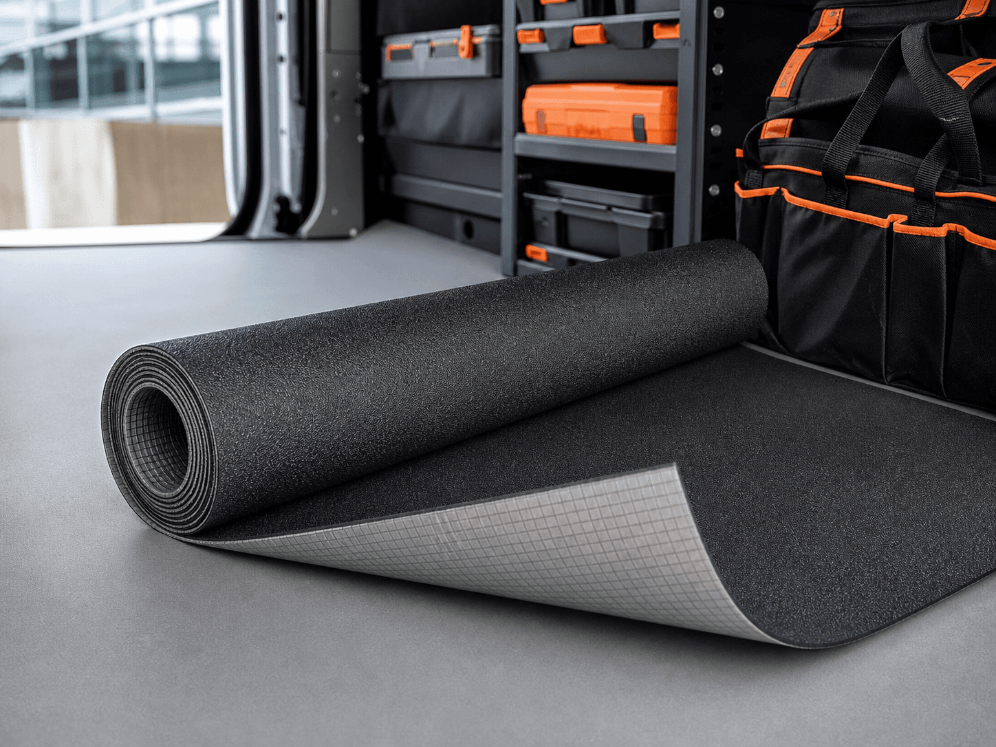 Anti-Slip Cargo Liner Mat shown as an unbranded no-drill van storage product