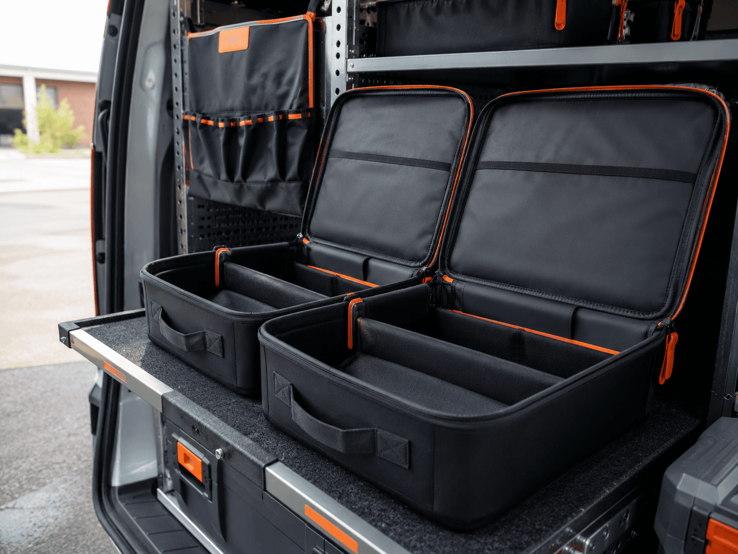Power Tool Padded Case Duo shown as an unbranded no-drill van storage product