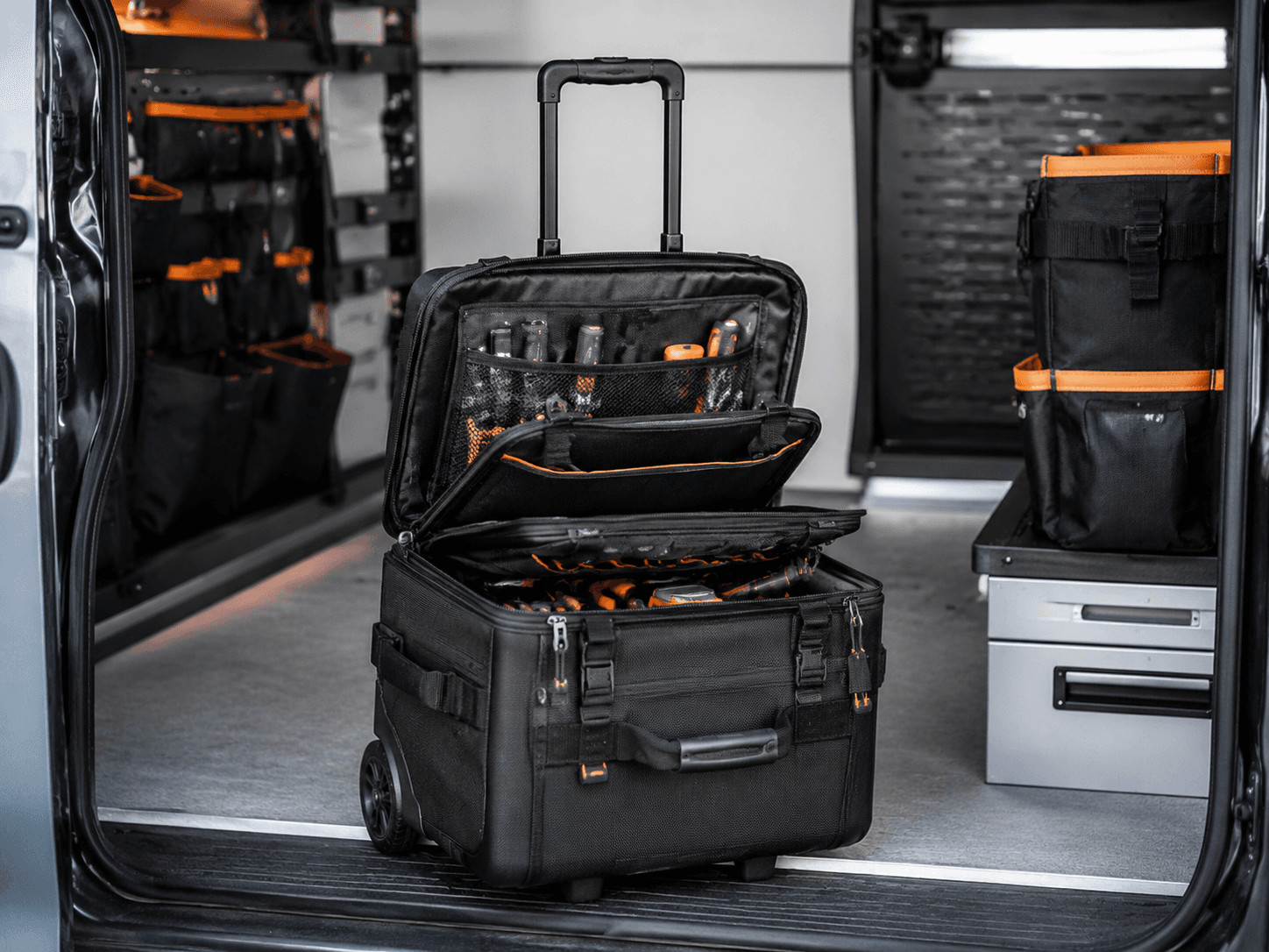Rolling Tool Case shown as an unbranded no-drill van storage product